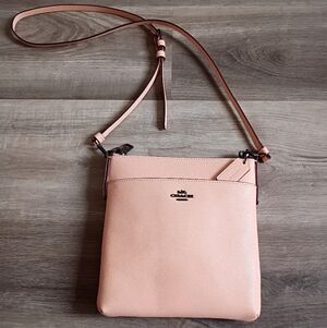 Coach Women's Classic Pale Pink Peach Leather Kitt Messenger Crossbody Handbag